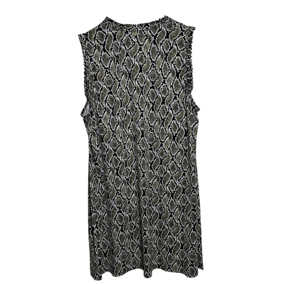 Michael Kors 3X Plus Olive Green Snake Print Midi Stretch Dress Sleeveless Vneck - Picture 2 of 12